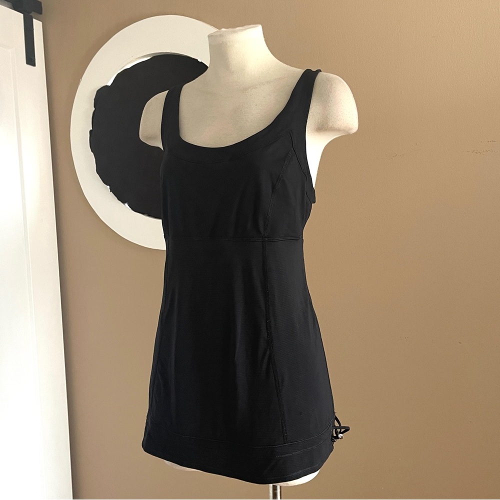 Lululemon Athletica Black Babydoll Tank | Cinch Hem | Size 10 | Activewear - Picture 2 of 7